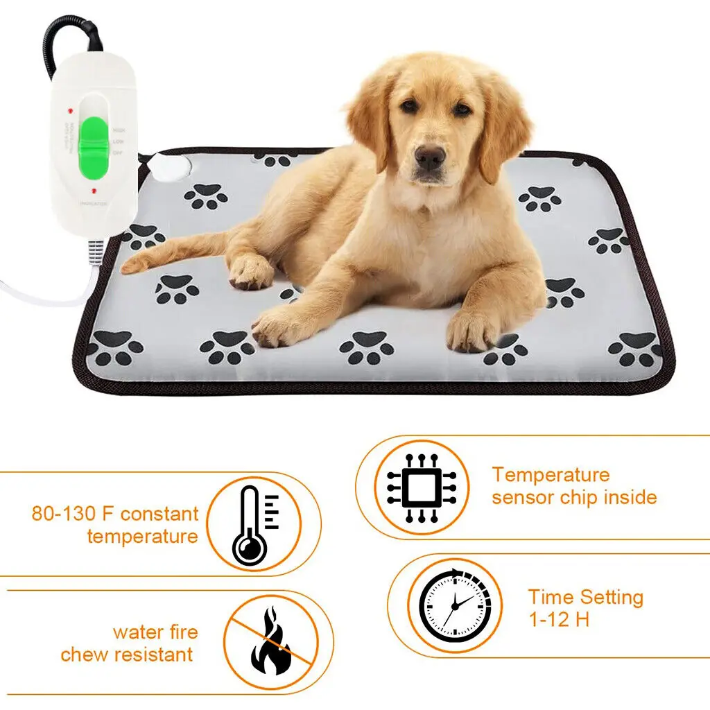 

Pet Heating Pad Electric Heat Mat for Cat Dog Puppy Whelping UK, 45x45 cm 20W / 70x45 cm 30W, Oxford Cloth Leather, 3 Gears