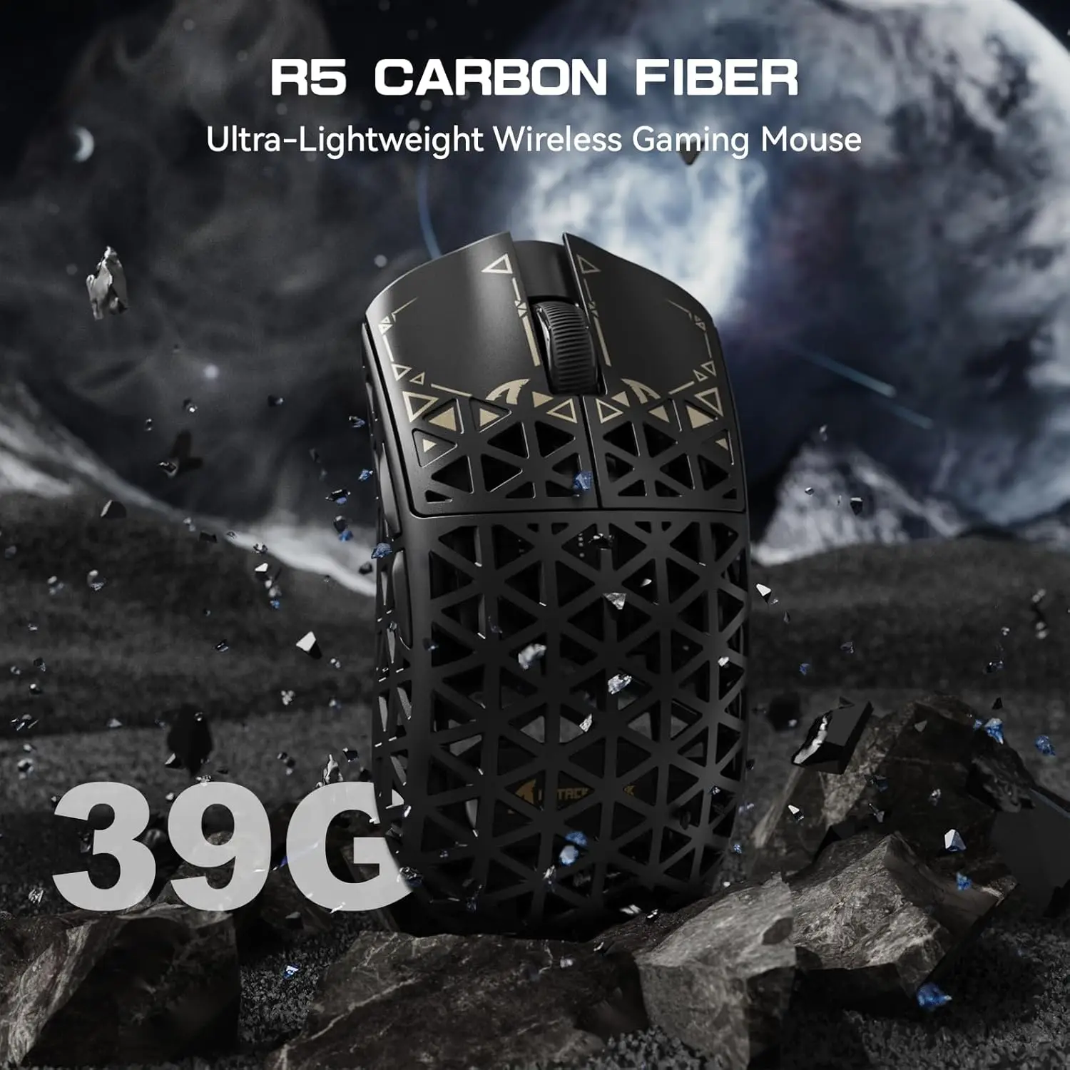 ATTACK SHARK R5 Ultra 39g Carbon Fiber 8000Hz Wireless Gaming Mouse, 42000DPI, PAW3950MAX Sensor, Nordic 52840 Chip, Tri-Mode
