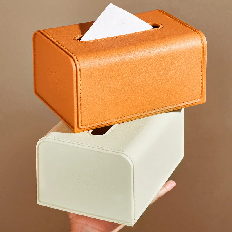 Waterproof Leather Texture Tissue Box Cover Napkin Holder Wet Paper Case Living Room Car Organizers Desk Storage