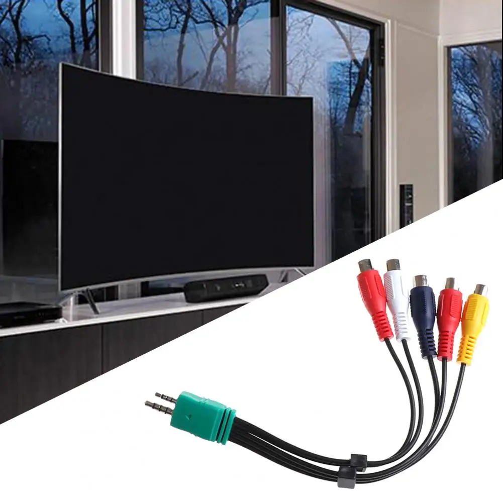 High Performance Multicolor 3 5mm+2 5mm to 5RCA AV Component Cord Compatible with LCD TV