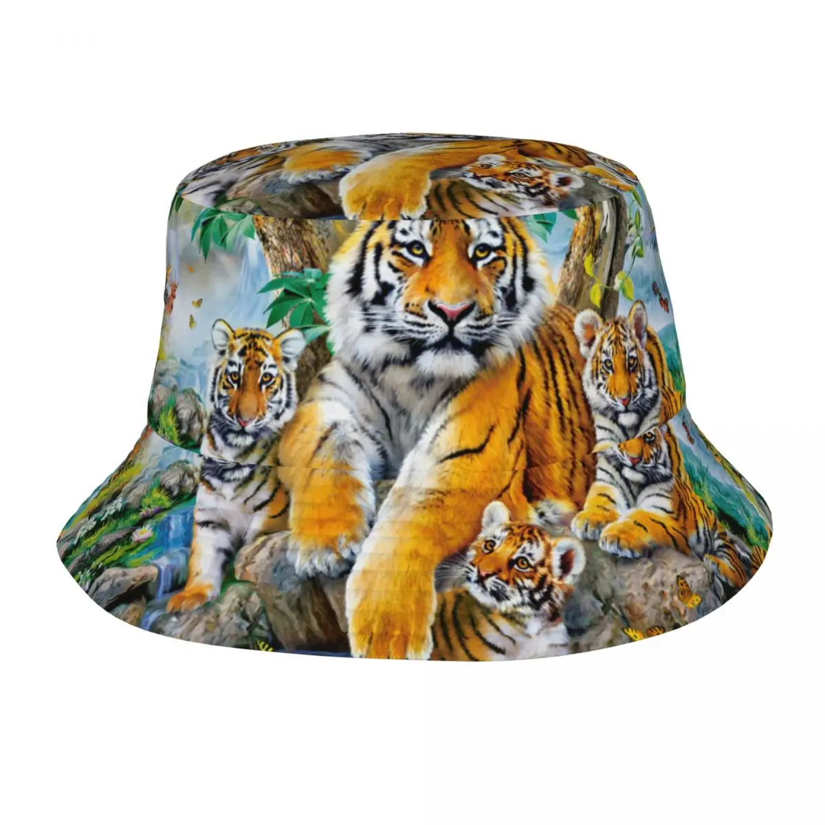 

Bucket Hat Fisherman Cap For Women Men Gorras Summer Tiger Family