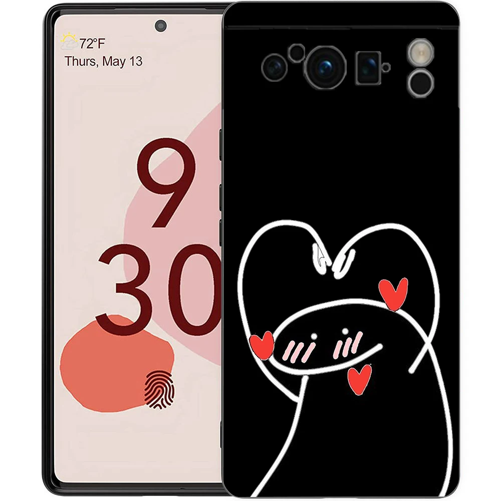 Phone Case For Google Pixel 9 8 8A 7 7A 6 Pro XL 6A 5G Black Soft Shockproof Back Cover TPU Shell Cute Cartoon Matchman