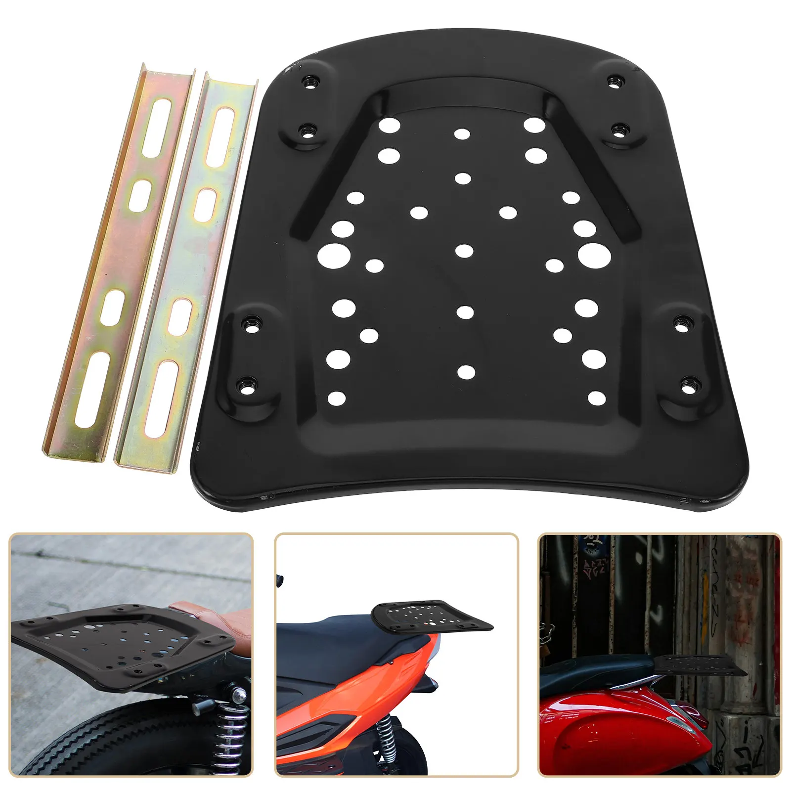 

1Set Heavy Duty Steel Scooter Rear Shelf Mounting Plate Thickened Base for Electric Scooter Motorcycle Luggage Box Trunk Rack