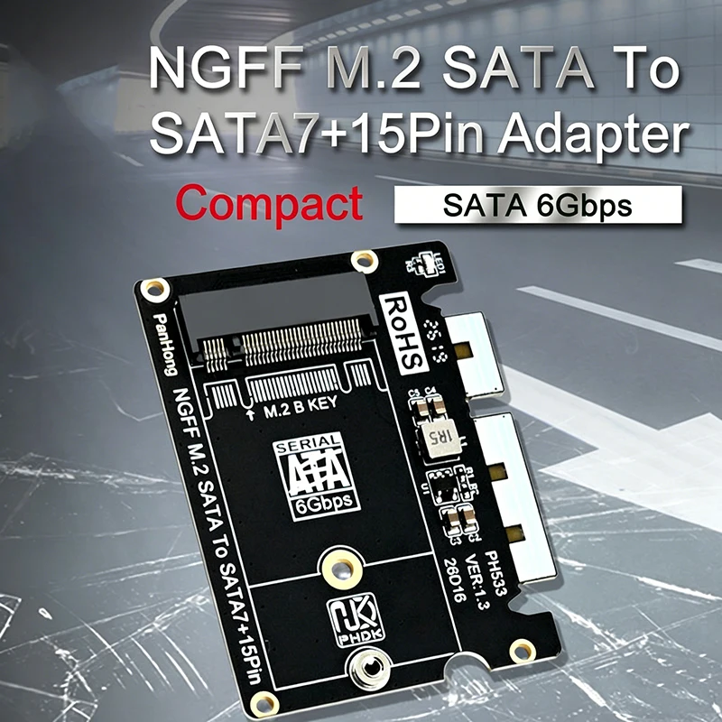 

NGFF M.2 SATA to SATA 3.0 Adapter Card 6G B Key SSD Converter Turn M.2 SATA SSD into Standard 2.5" SATA Drive for Desktop Laptop