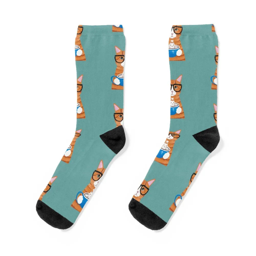 Ginger Catpuccino Coffee Cat Socks Lots new year colored funny gift Socks Men Women's