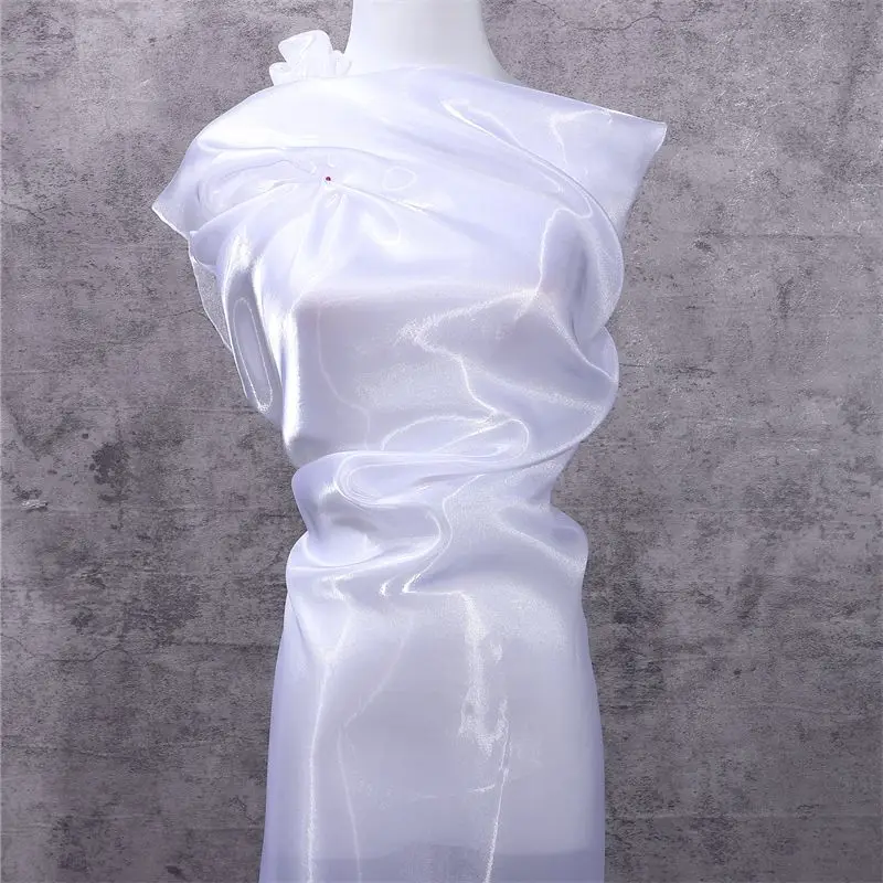 Liquid Organza Fabric By Meters for Needlework Dress Children's Clothing Stage Costume Diy Sewing Shiny Glossy Smooth Cloth Pink view 4