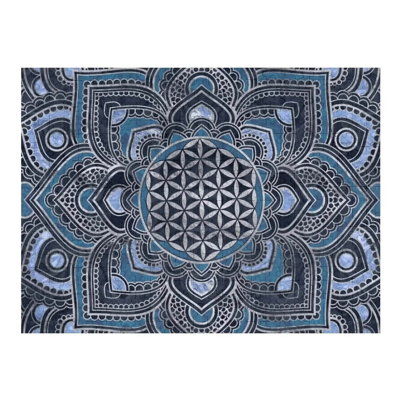 

Цветок жизни в дневном свете-голубой кристалл и серебряная головоломка персонализированные подарочные идеи деревянные головоломки с животными