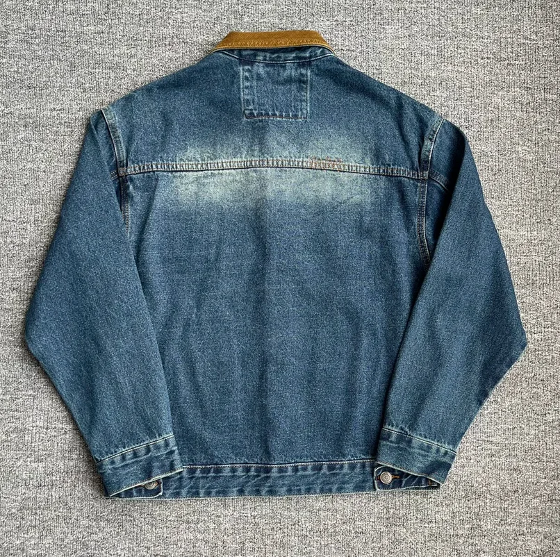 American Retro Washed Denim Jacket Spring Autumn Contrast Collar Classic Style Men's Casual Outerwear