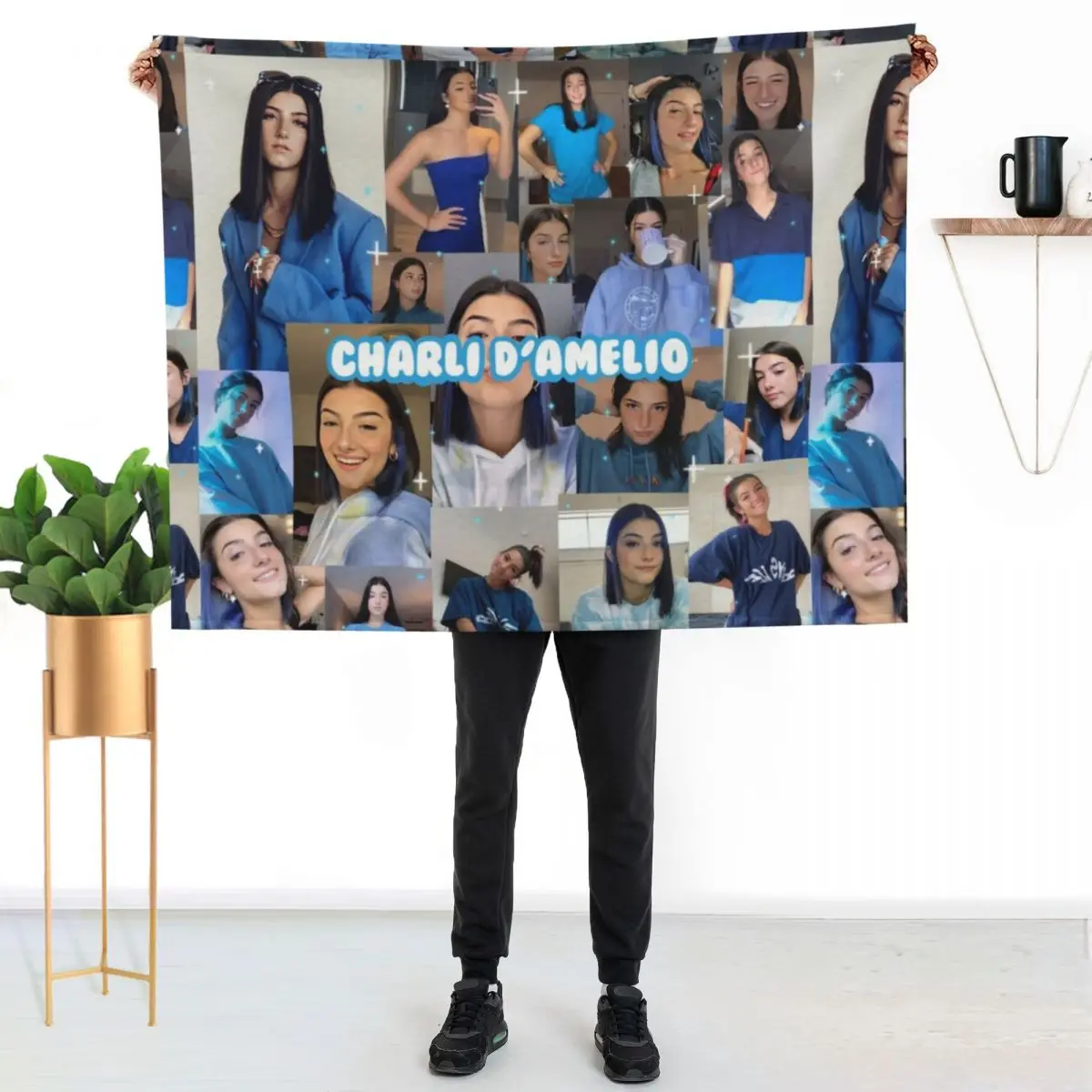 

Blue Charli DAmelio collage Throw Blanket Warm Accent Blanket for Living Room Decoration