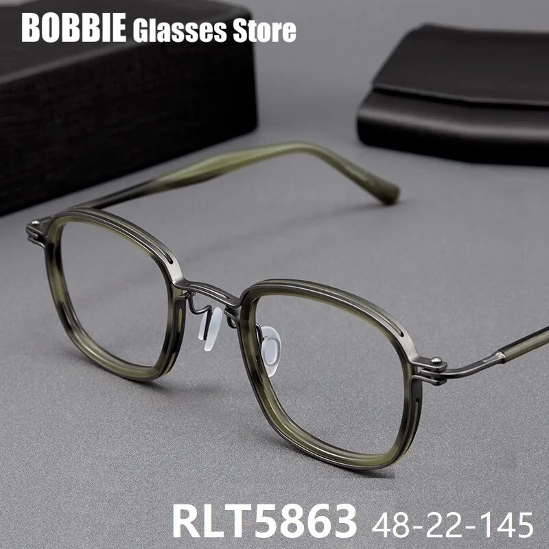 

High Quality Glasses Frame Men Titanium Acetate Japanese Handmade Fashion Square Eyeglasses Women Eyewear Italy Brand Design