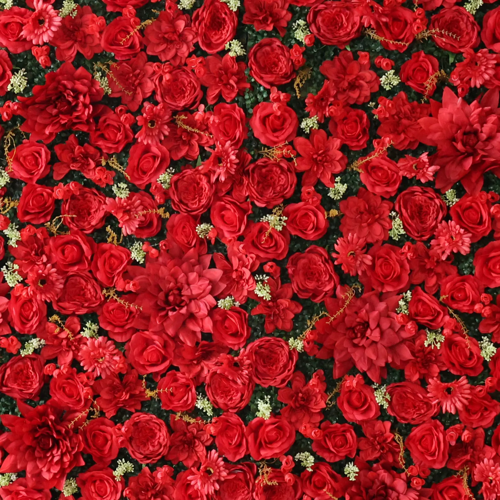 YuLiFlower Custom Wedding Wall Decorations Roll Up 5D Flower Wall Backdrop Red Rose Flower Wall