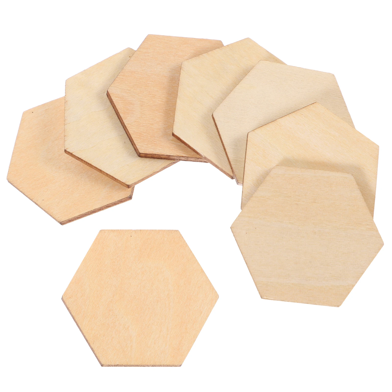 

100 Hexagons Wooden Shapes Smooth Surface DIY Crafts Pieces Honeycomb Ornaments Christmas Decorations Sewing Supplies