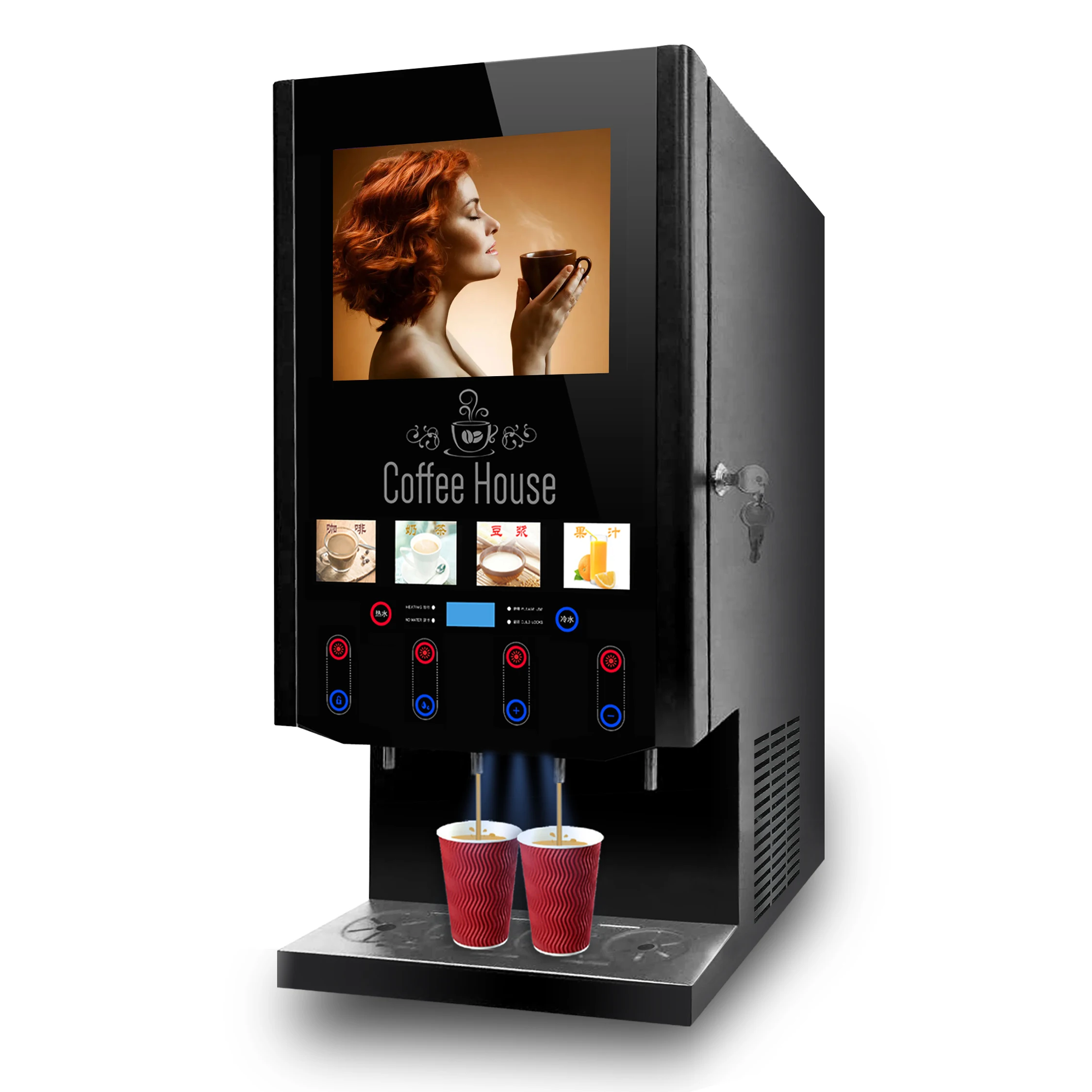 40SCW-10L Video Player Hot Ice Instant Coffee Machine Commercial Fully Automatic Coffee Vending Machine Hot Ice Water Dispenser