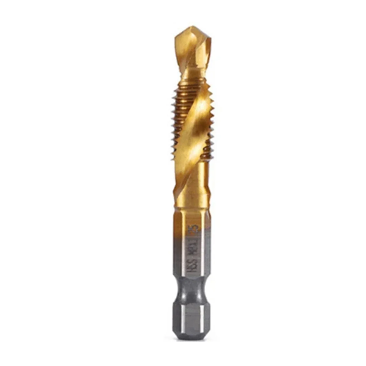 M8x1.25 Hex Shank Titanium Plated HSS Screw Thread Metric Tap Drill Bits Screw Machine Compound Tap Open Chamfer Tool