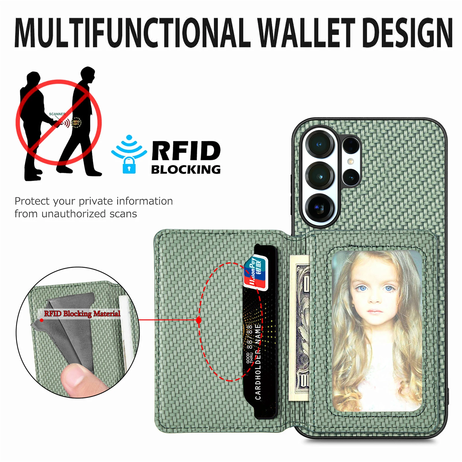 Business Magnetic Carbon Fibrer Cards Solt Wallet Phone Case for Samsung S26 S25FE Ultra S24 Plus S23 S22 S21 Kickstand Cover