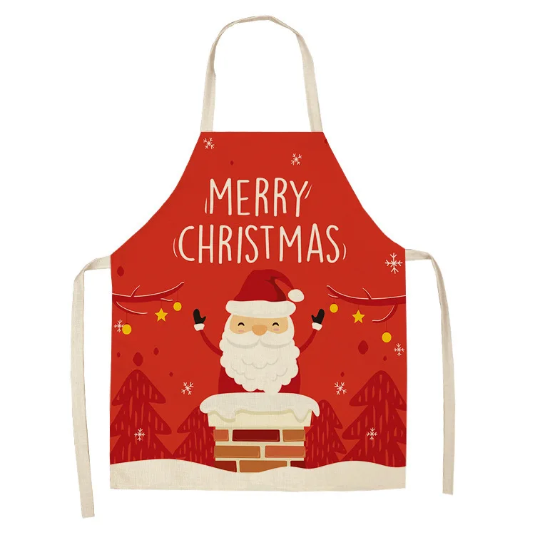 Christmas decoration apron anti-oil and anti-fouling cotton  linen  kitchen restaurant cooking baking barbecue bib