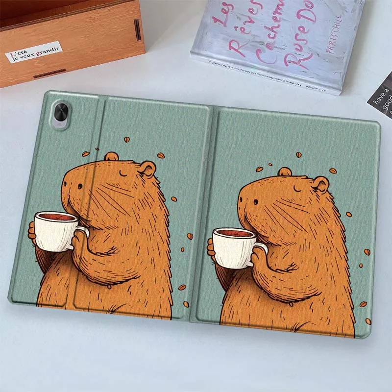 Cartoon Capybara Bubble Tea For Huawei Honor Pad 9 8 7 6 V9 V8 V7 X9 X8 X7 GT2 GT 10 5 13.3 13 10.1 Pro Inch Tablet Case