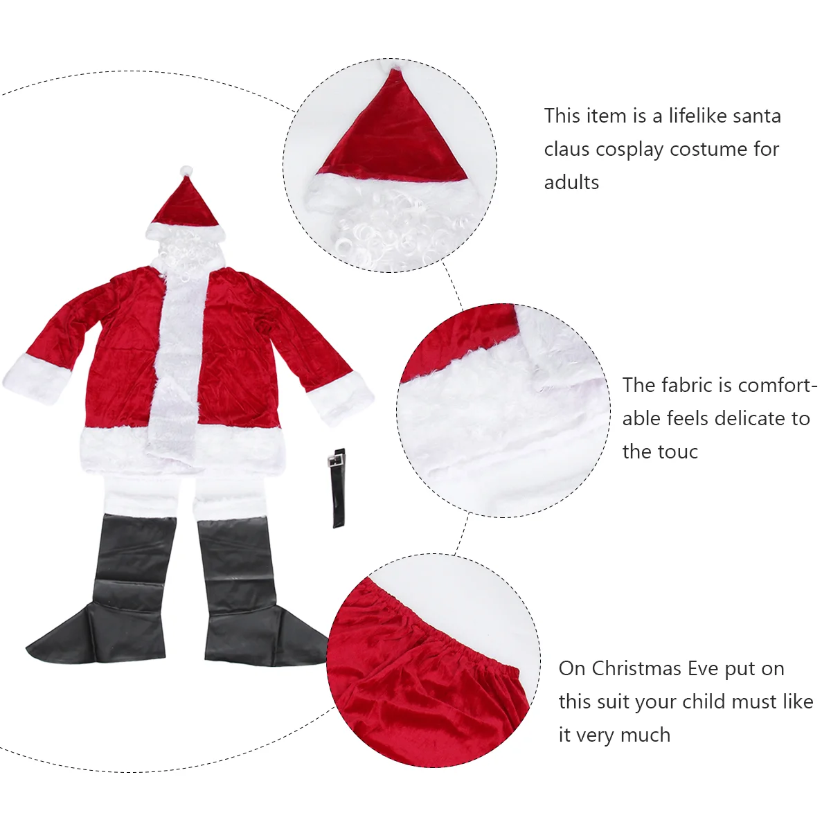 Santa Claus Costume Clothes Apparel Clothing Christmas Cosplay Outfits Red Male