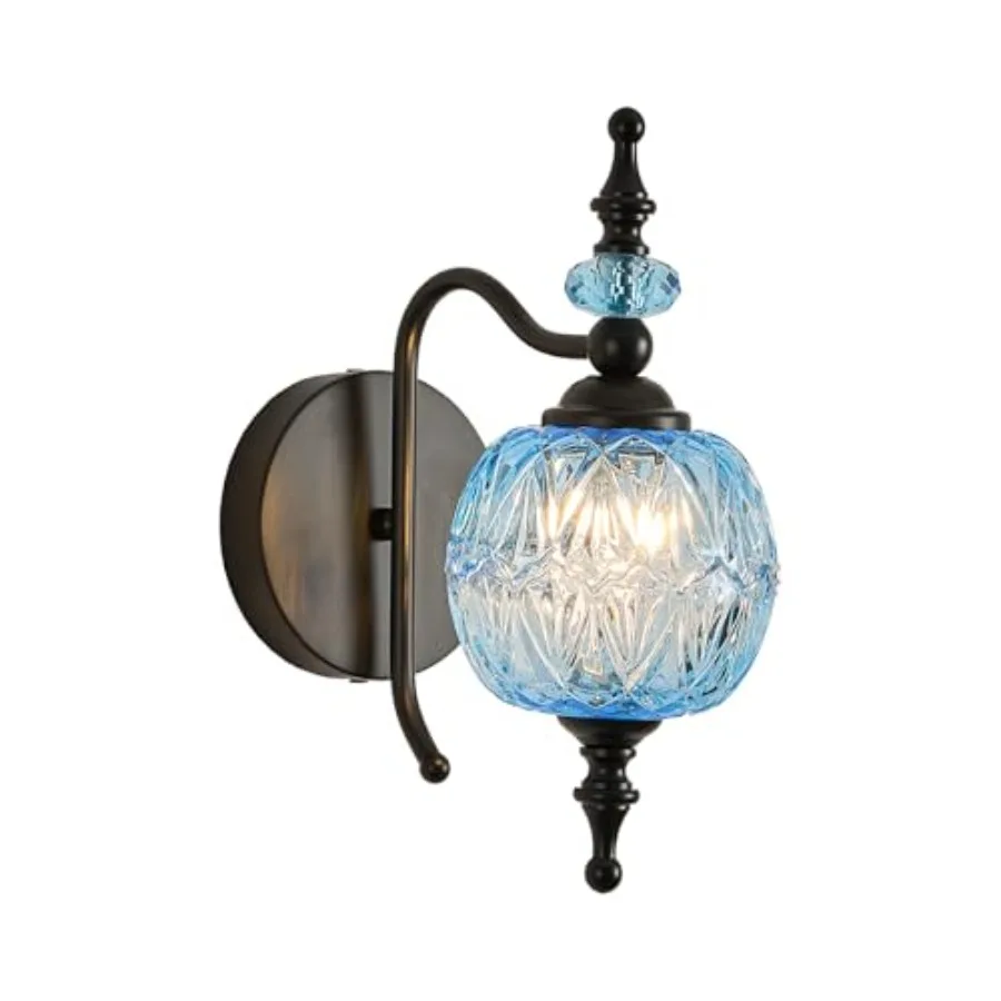 

Vintage Wall Sconces with Finish Bathroom Wall Light Fixtures with Crystal Glass Shade for Bedroom Living Room Kitchen Hallway