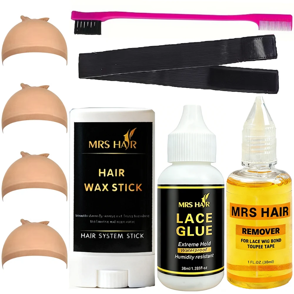 

9pc Wig Adhesive and Glue Remover Set,Invisible Waterproof Replacement Bonding Glue+Solvent+wax, Strong Hold for Lace Front Wig