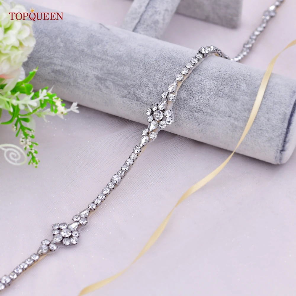 TOPQUEEN S59 cintura sottile con strass abito da sera da sera da donna Sash accessori da sposa da sposa cintura per abiti da ragazza quotidiana