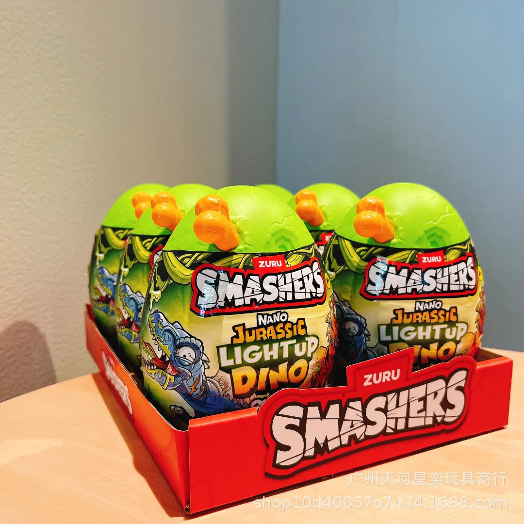 

2025 New Zuru Smashers Nano Jurassic Light Up Dino Egg Glow In Dark Surprise Toy With Slime Dino Parts Stickers For Kids Boys