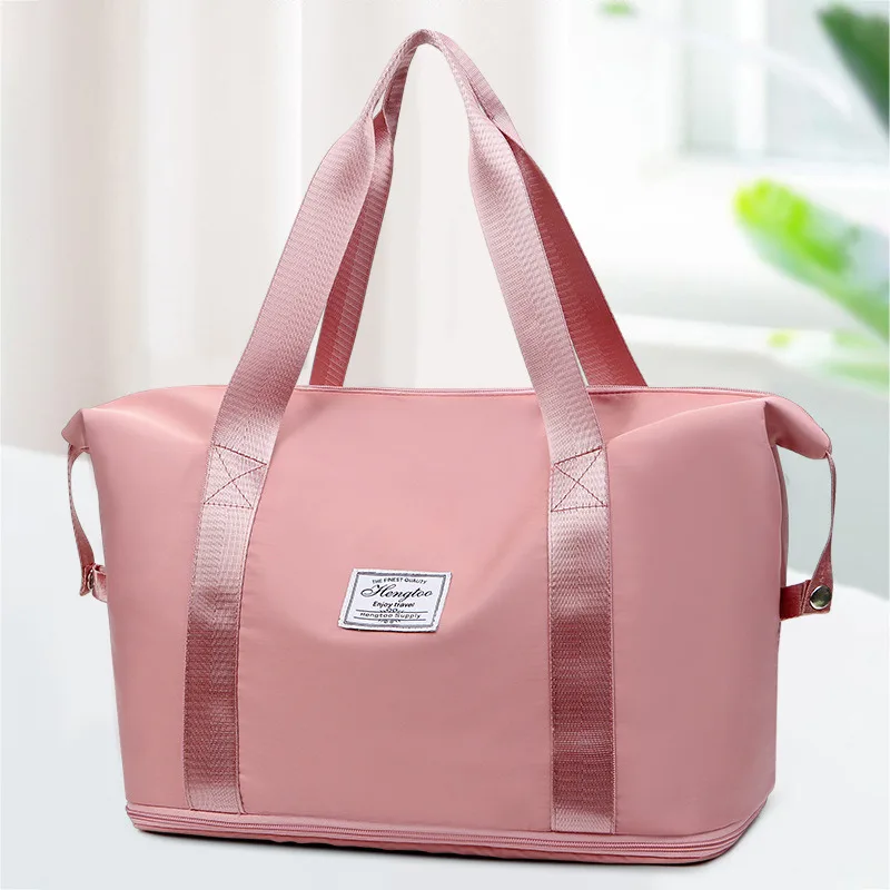 Tas Travel Duffle wanita, tas bahu wanita, tas tangan kasual berkualitas, tas ekspansi ritsleting ganda, tas wanita besar, tas koper mode baru