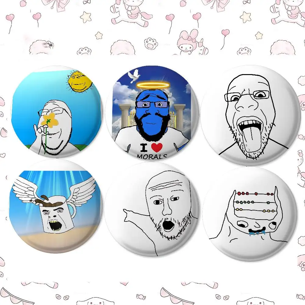Wojak Soyjak Its Over Funny Meme Badges Tinplate Soft Button Pin Brooch Metal Badge Custom Jewelry Accessories Hat Bag Lapel