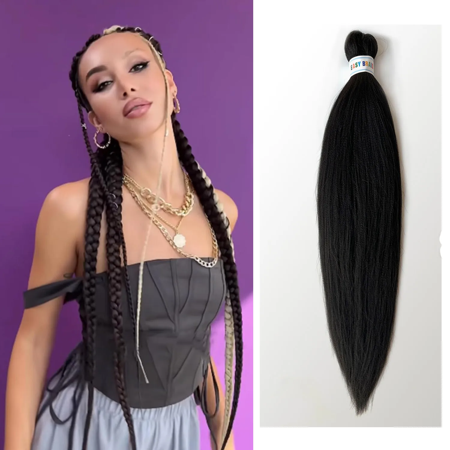 Easy Braiding Hair 26 Zoll lange Jumbo-Zöpfe Yaki Straight Crochet Synthetische Ombre-Haarverlängerungen Niedertemperaturfaser 90 g/Stk