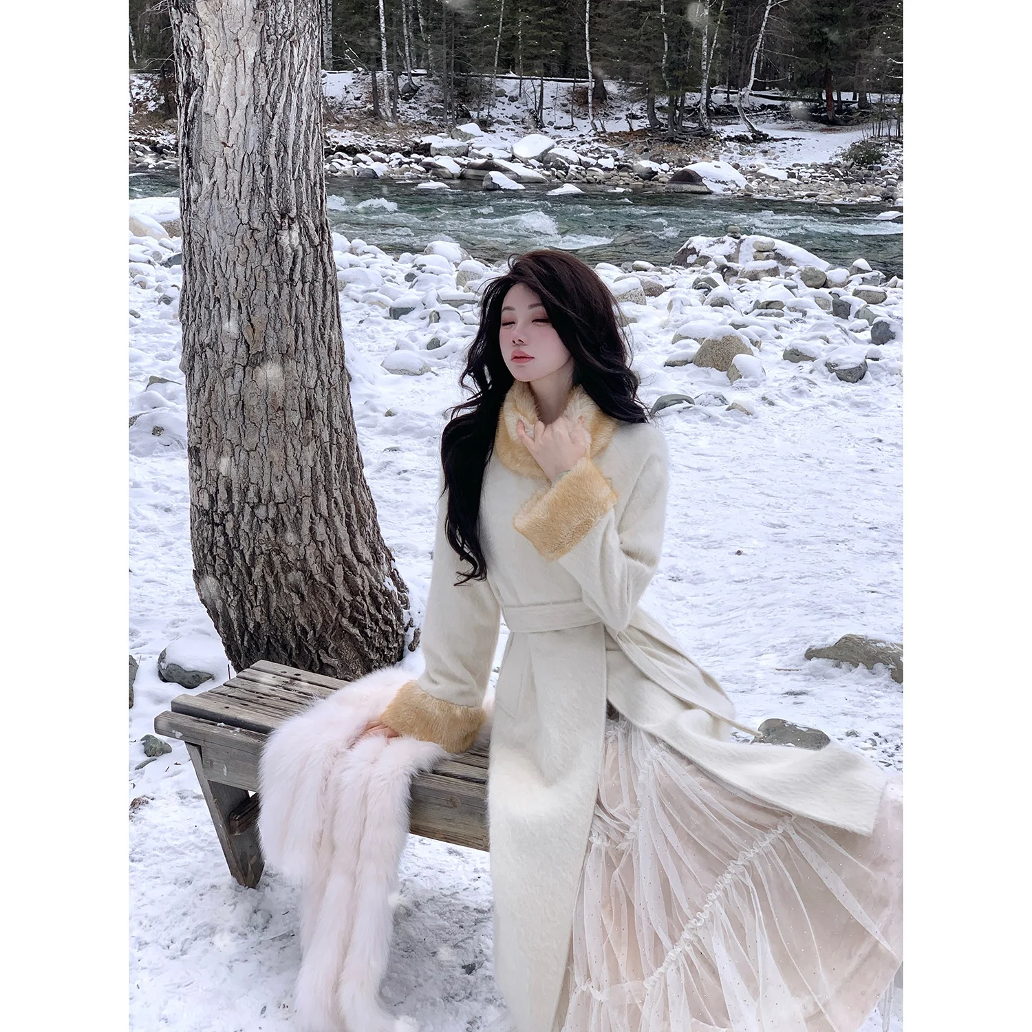 

Sy Autumn Winter New Fairy Skirt Velvet Me Sequin f Skirt High Waist Slimming Full A-Line Long Skirt for Women