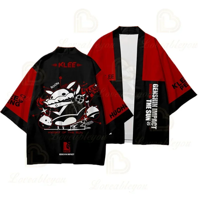 Genshin Impact Cosplay Kimono Japanese Anime Liyue Klee Zhongli Cloak Haori Harajuku Summer Clothing for Adults and Children