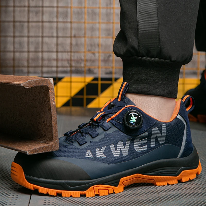 Drehknopf Sicherheitsschuhe Herrenstiefel Hochwertiger Arbeitsstiefel Stahlkappenschuhe Pannensichere, unzerstörbare Schuhe verschleißfest