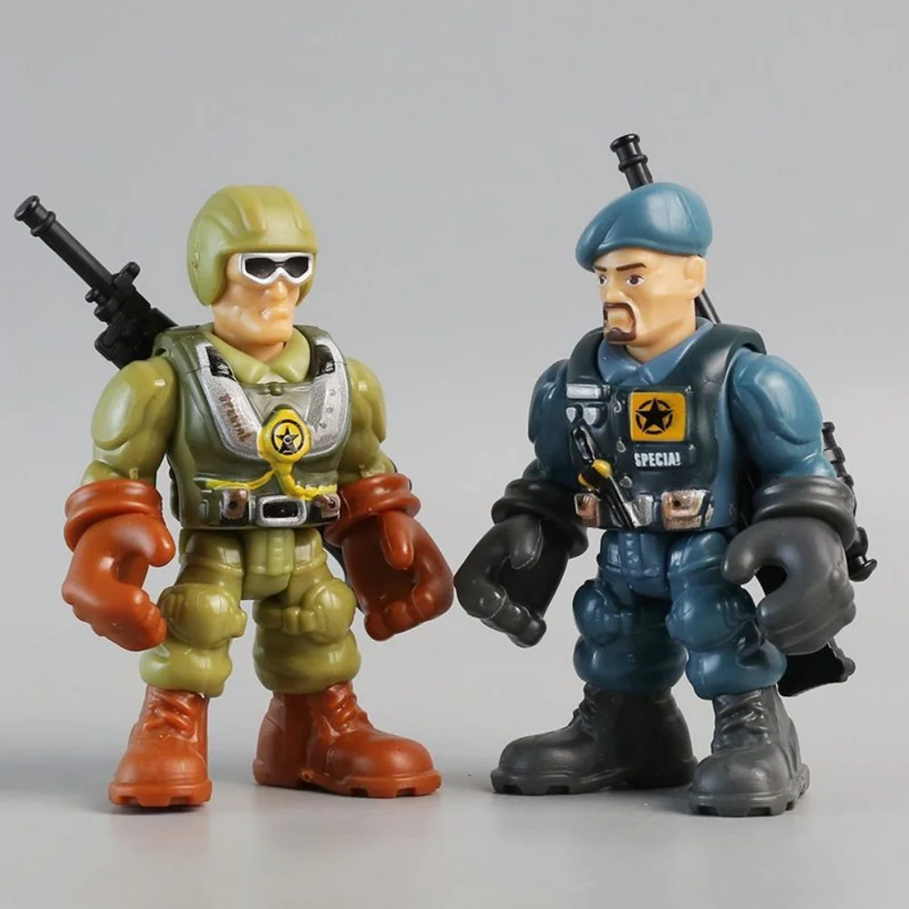 6 pièces/ensemble Q Version guerrier Elite Force militaire figurine jouets 8 cm terroriste SWAT équipe soldats pour les enfants jouant cadeau