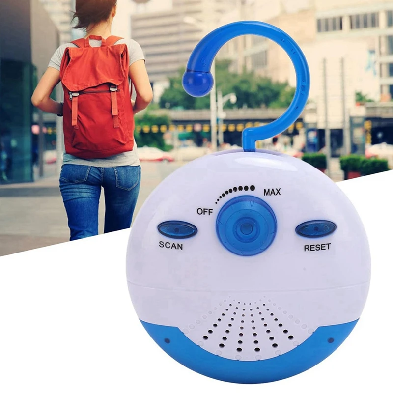 2X Waterproof Shower Radio, Mini Portable FM Radio Built In Speaker For Bathroom Kitchen, Boating, Hiking