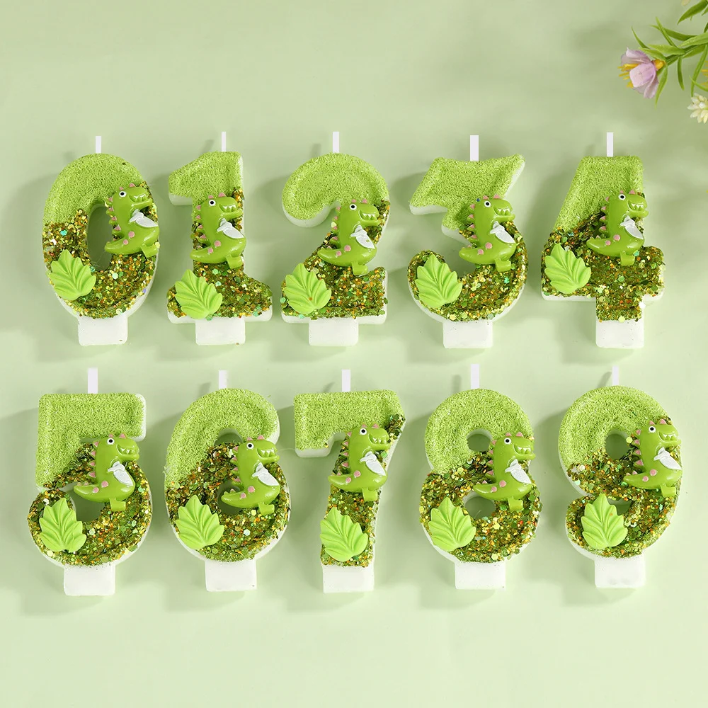 Birthday Party Cute Dinosaur Shaped Digital Candle Cake Decoration Candle Ornaments