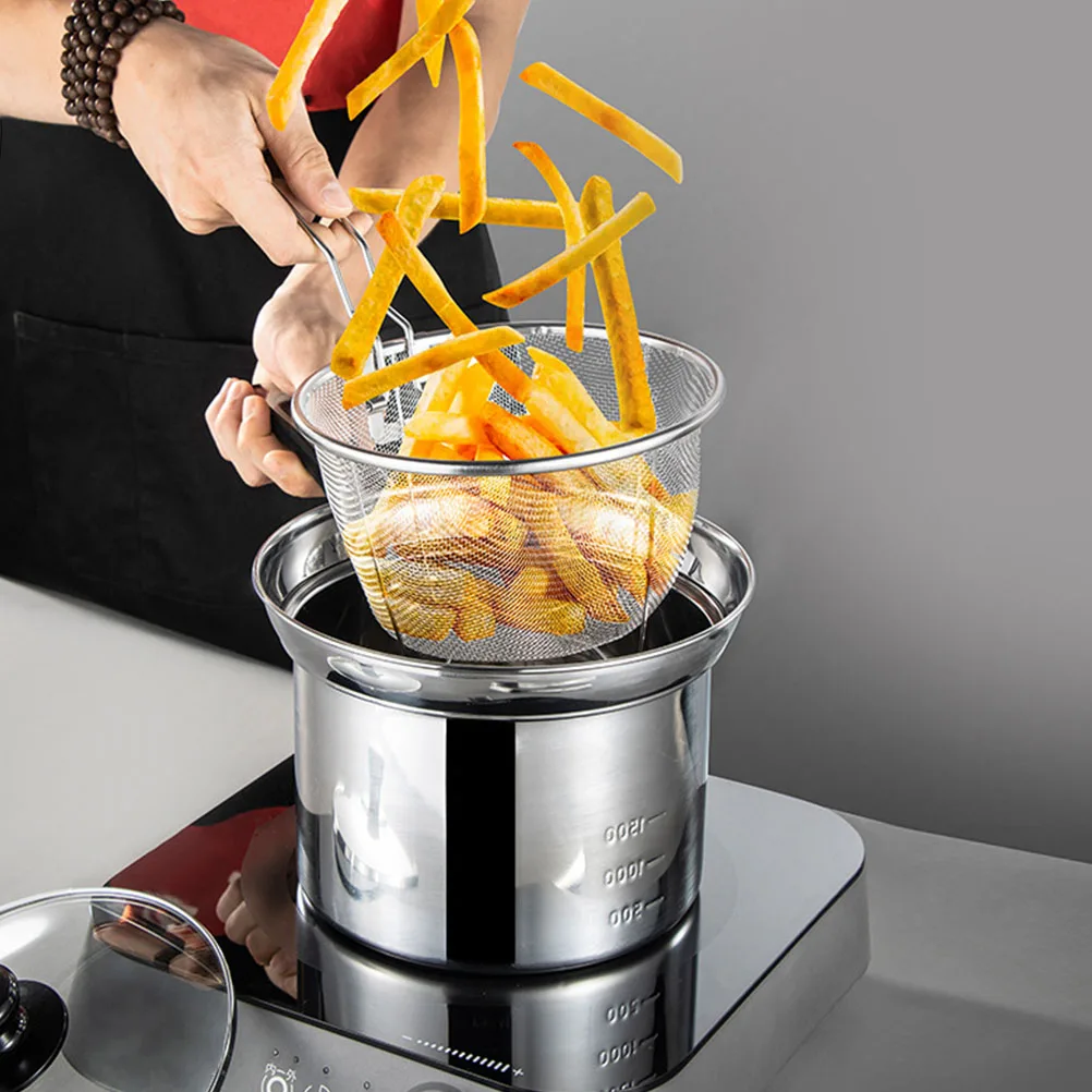 

1 set Noodle Pot Filter Basket Stainless Steel Saucepan Kitchen Strainer Kitchen Strainer Non Stick Easy Clean Cookware