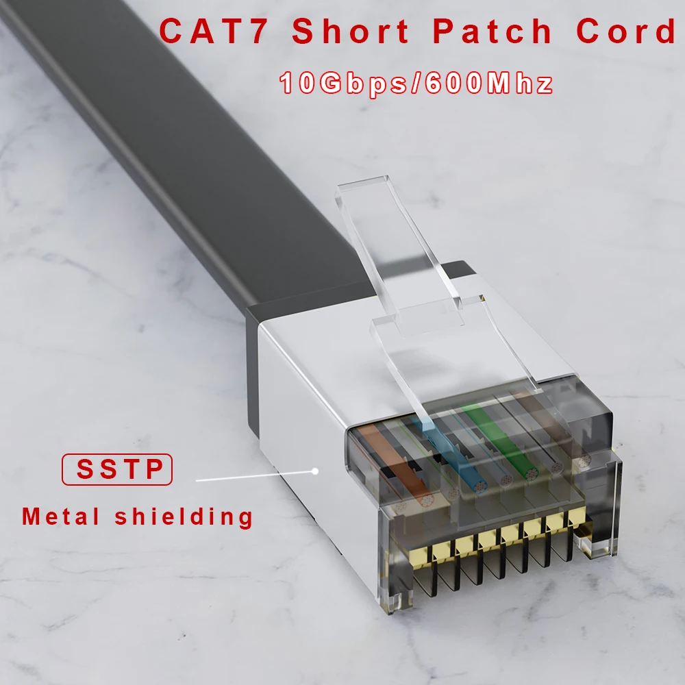 Propatch CAT7 Flat RJ45 Short 10Gbps SSTP 32AWG RJ45 LAN Cable Cord Ethernet Cable Lan  for Ps5 Router Xbox Computer