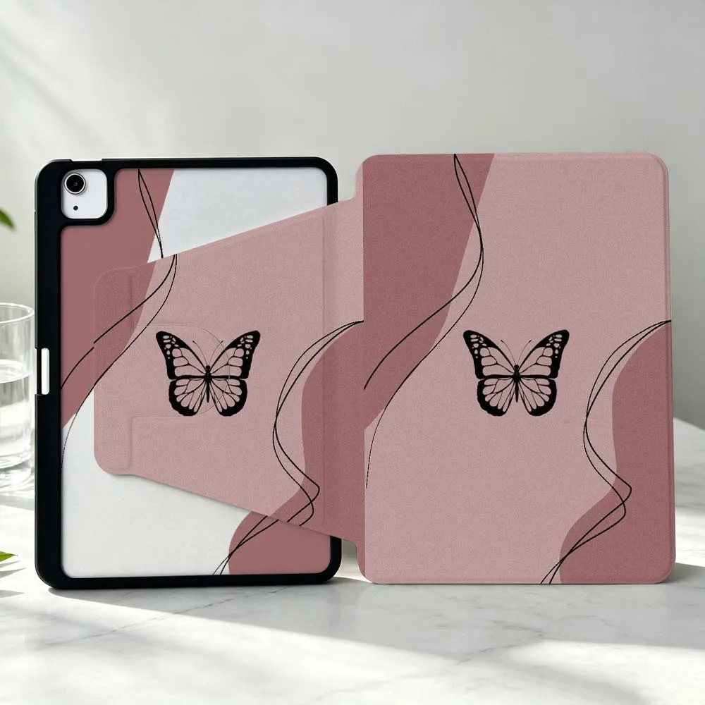Designing Butterflies For iPad Pro Air mini 6 5 4 12th M5 M4 M3 M2 A16 A17Pro 360° Rotation Stylus Storage Tablet Case