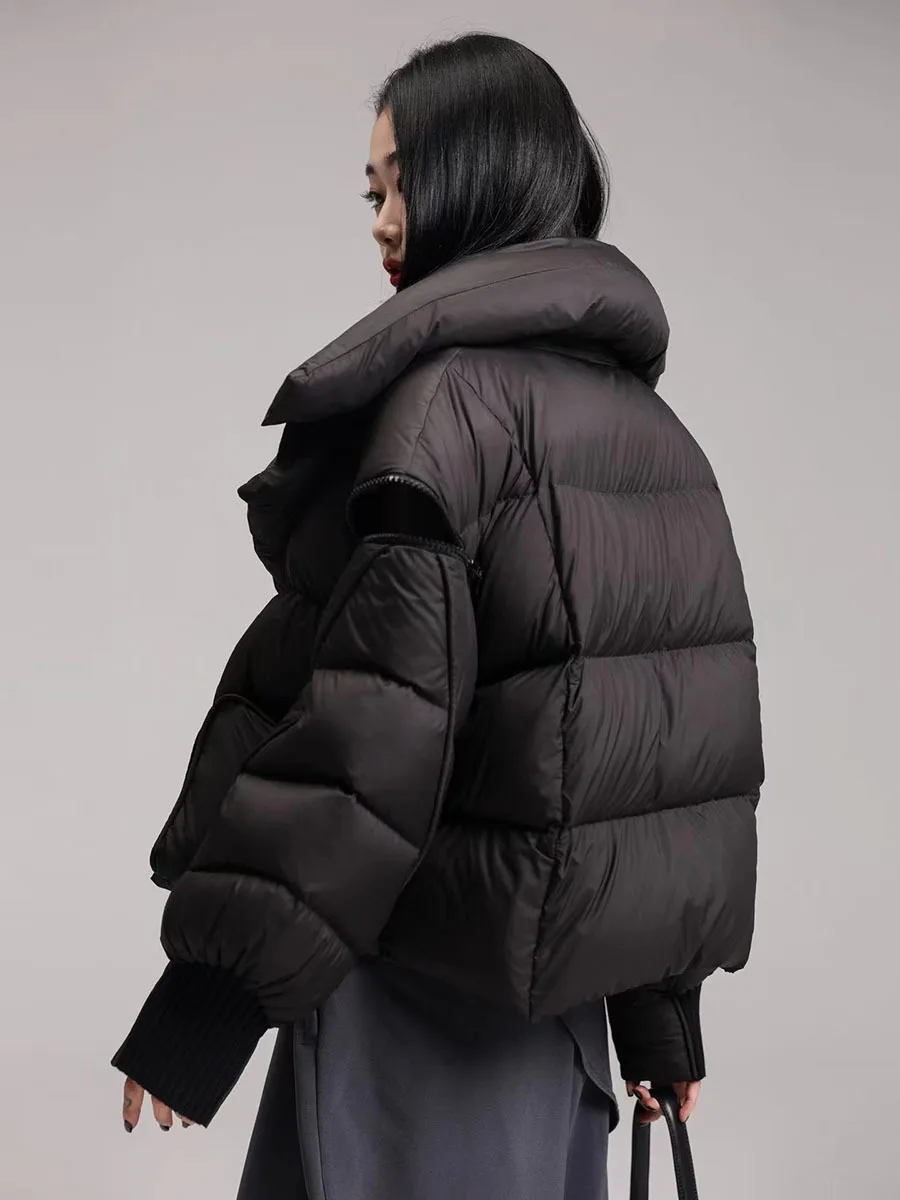 2024 Winter New Small Short Loose Fashion Big Collar Wind Bread Coat Thick Coat Down Jacket