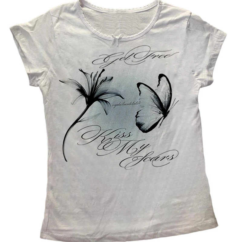 Gotico Grunge Punk Hip Hop Rock Streetwear Casual Sexy Crop Top Y2K Retro Harajuku Emo Girl Estetica Moda Canotta in pizzo Top