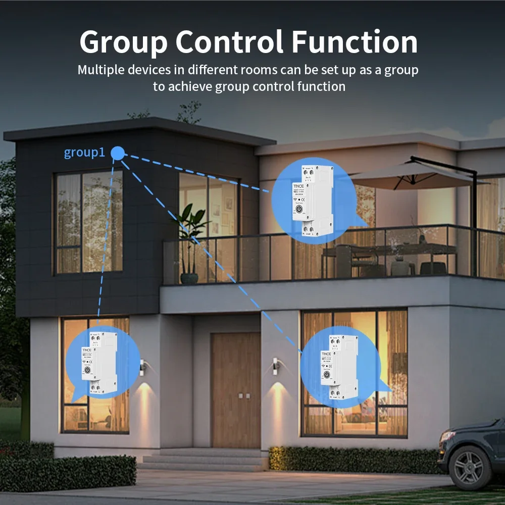 TNCE tuya Circuit Breaker 1P+N WIFI,1-63A adjustment MCB, smart Power Energy switch kWh UnderVoltage OverCurrent Meter Protector