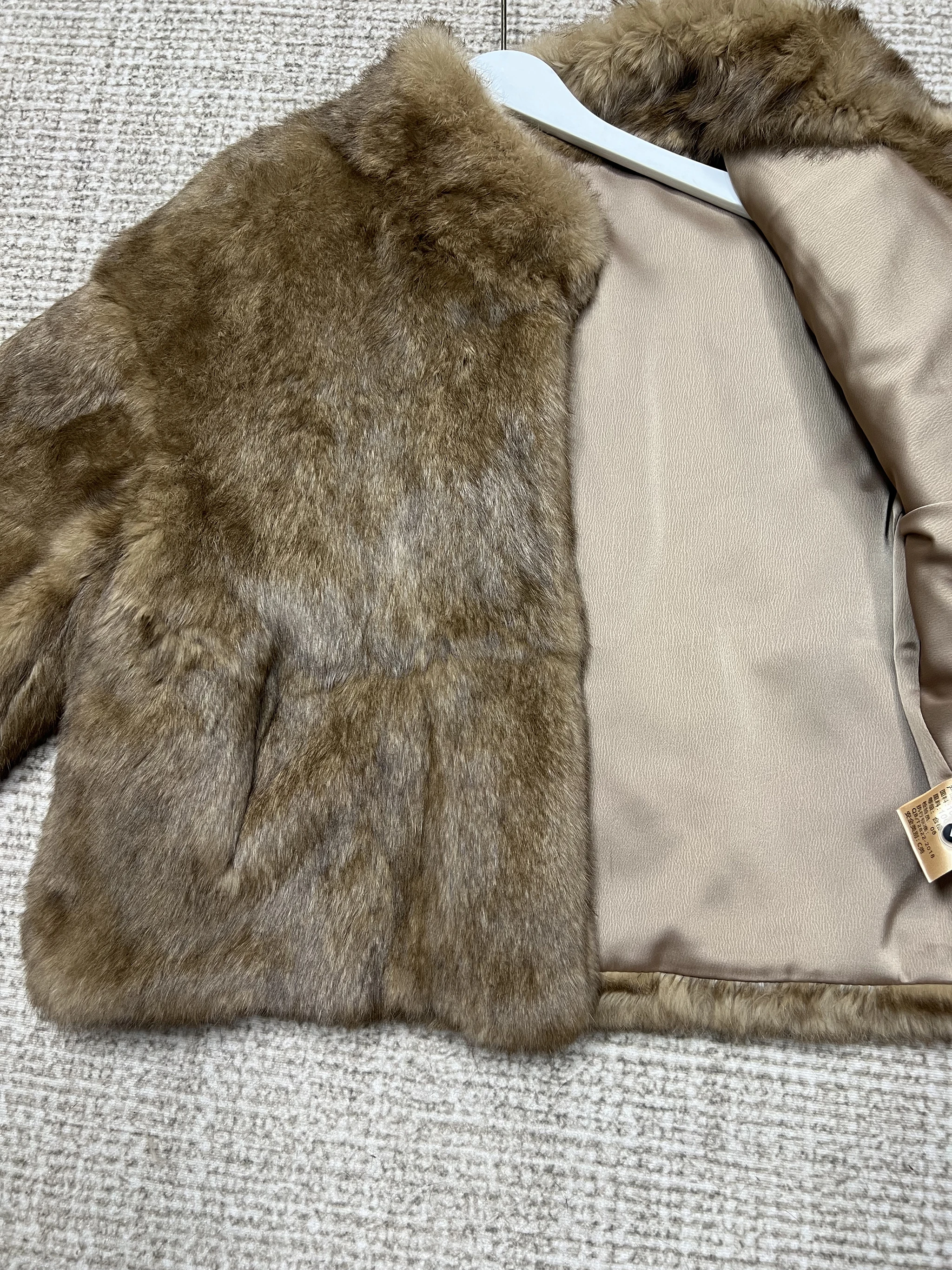 Women's Genuine Rabbit Fur Coat Stand Collar Luxury Winter Fur Outerwear