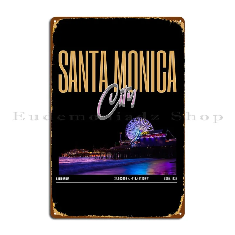 Santa Monica Metal Sign Club Wall Plaque Kitchen Wall Decor Print Tin Sign Poster