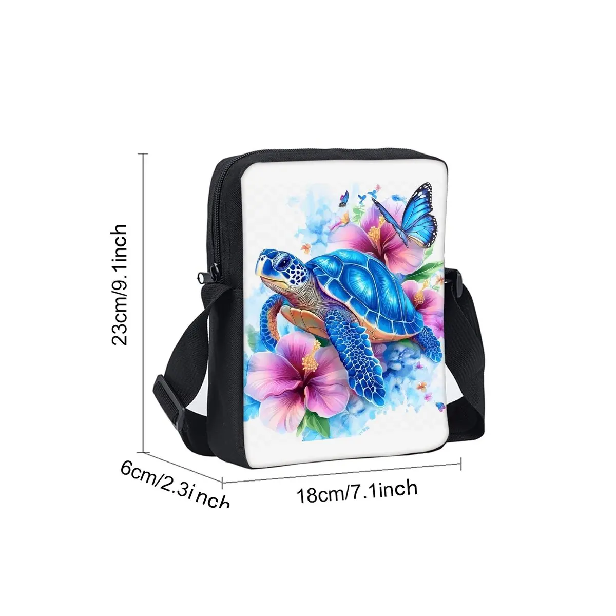 Sea Turtle Coral Print Single Sided Messenger Bag for Boy/Girls Children Best Gifts 2D Flat Cartoon Casual Crossbody Bag