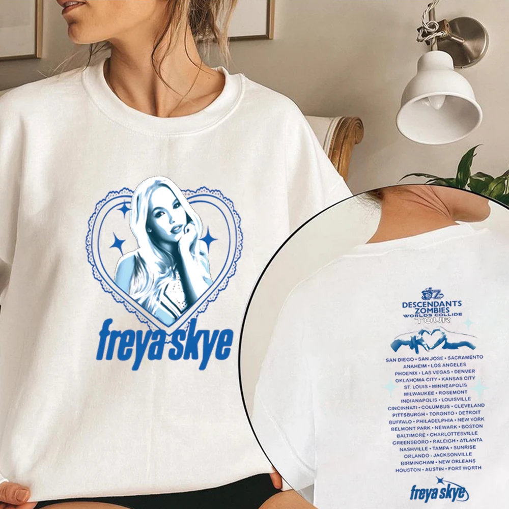 

Двусторонняя толстовка Freya Skye, толстовка с капюшоном «Наследники», музыкальный свитер, пуловер «Зомби World Collide Tour», повседневные толстовки унисекс