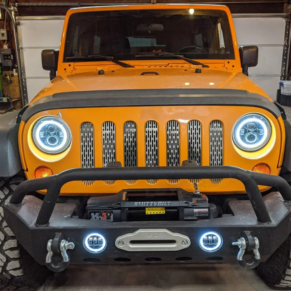 For Jeep Wrangler 2007-2017 Auto Headlight Assembly Upgrade Car Front lamps LED Fog Light Kit Plug and Play Tools Accessories
