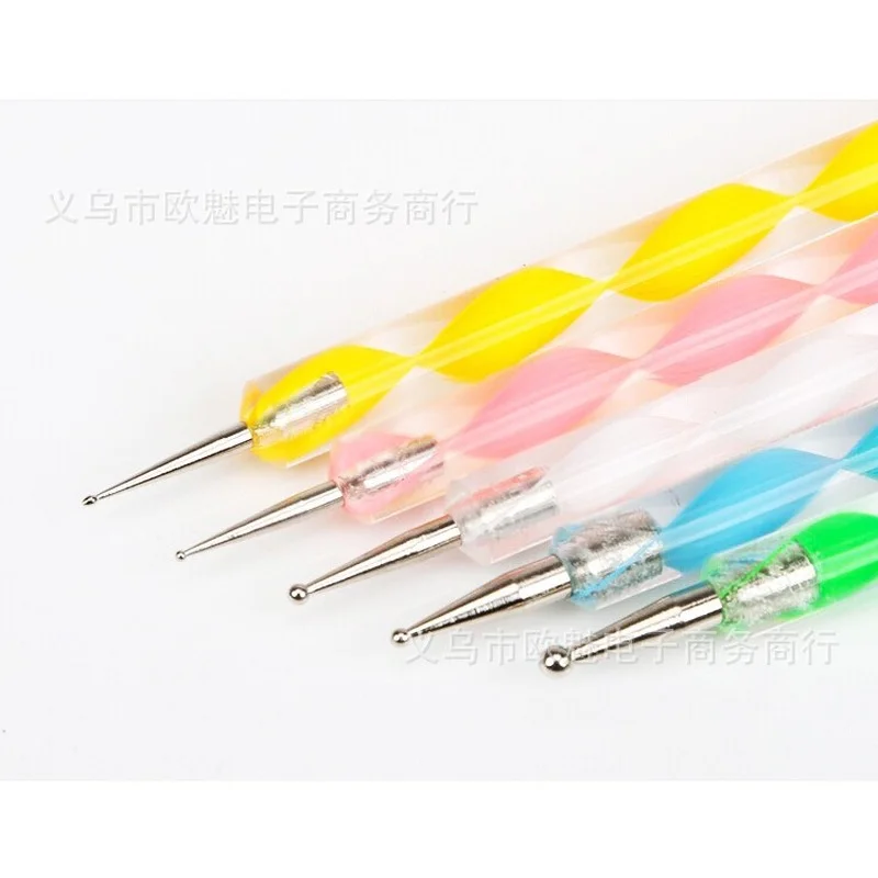 Nail brushes 5 sets Nail Art Dotting Pens Nail 2 Ways Drill Point Nail Tools Dot Marbleizing Painting Drawing Polish