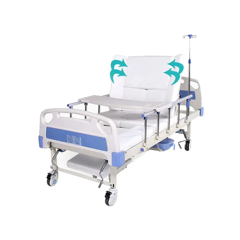 3 crank manual leg lift back hospital home prevent side slip medical nursing bed