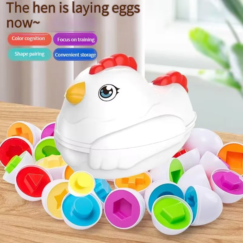 12 Matching Eggs Montessori Sensory Baby Toys Easter Eggs Chicken Colors Shapes Sorter Learning Educational Toy For Kids Gifts