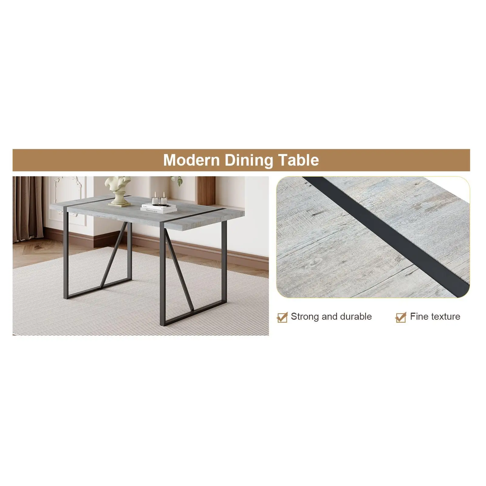 Stylish MDF Dining Table Metal Legs: for 4-6 People in Dining Rooms & Patios